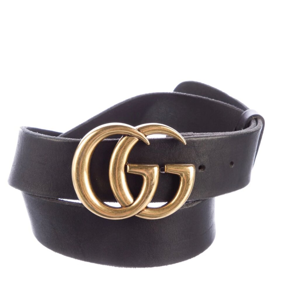 Authentic GUCCI Double G Logo Leather Belt
